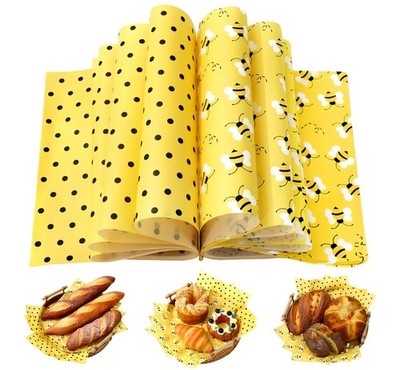Bee Wax Paper Deli Wrap Yellow Bee Polka Dot Waterproof Oil-Proof Basket Line...