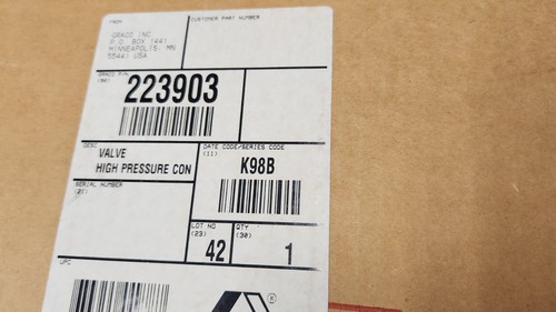 Válvula dispensadora de alta presión Graco 223903 Con. CAJA PRECINTADA NUEVA - Imagen 2 de 3