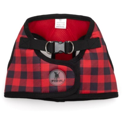 The Worthy Dog Sidekick Harness BUFFALO PLAID Vest Puppy Cat Black Red XXS L 2XL