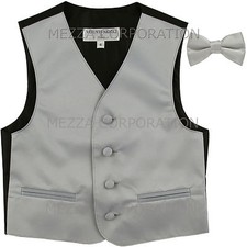 New Kids Boys Formal Tuxedo Vest Bowtie Gray US Sizes 2-14 Wedding Party