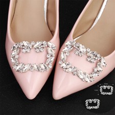 1 Pair Crystal Rhinestone Shoes Clips Diamond Glitter Buckle High Heel Decor DIY