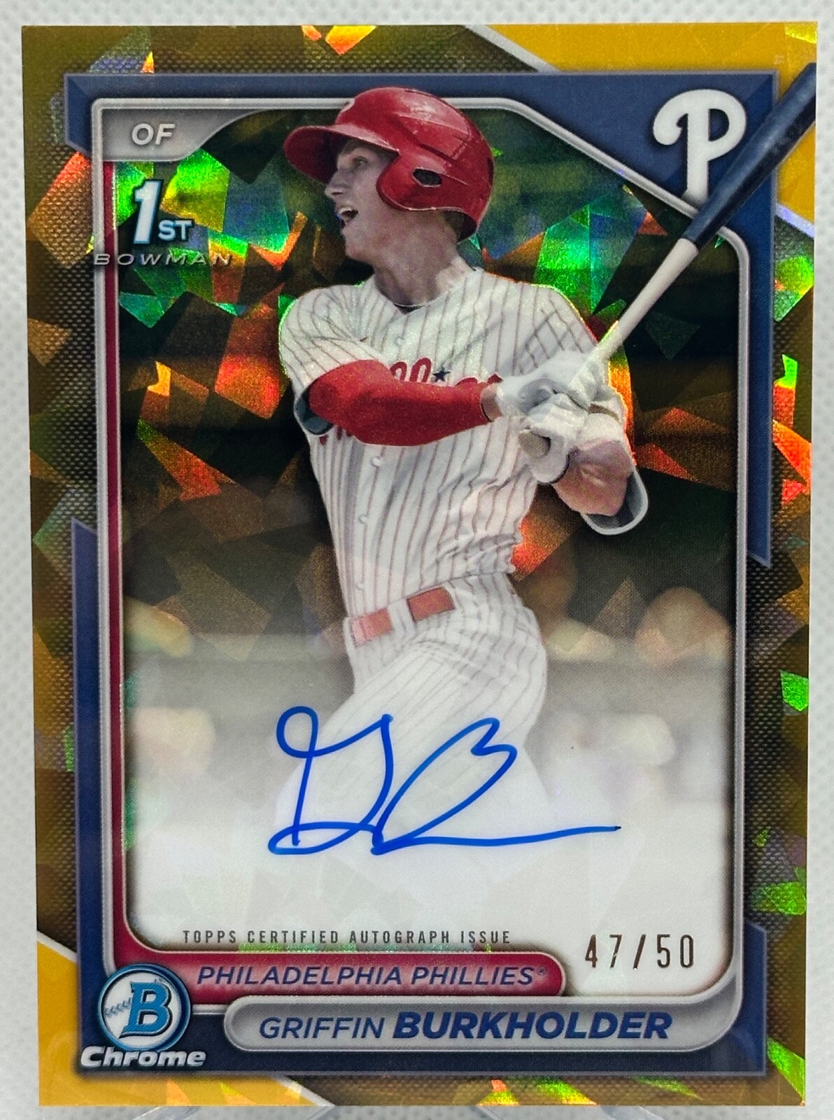 2024 1st Bowman Griffin Burkholder Gold Sapphire Auto /50 Phillies