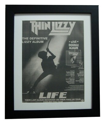 THIN LIZZY+Life+Live+POSTER+AD+RARE ORIGINAL 1983+FRAMED+EXPRESS GLOBAL SHIP