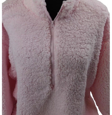 Bobbie Brooks LADIES Sherpa 1/4 Zip Pullover Jacket Sweatshirt Pink or Gray