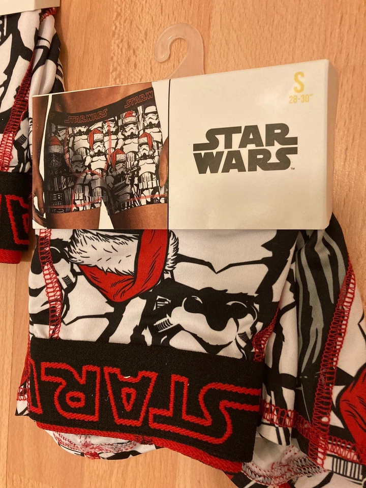 全新 批量 2 件 星球大战 圣诞平角内裤 男式 小号 假日 Gag 礼物 全新带标签 — 第 3/4 张图片