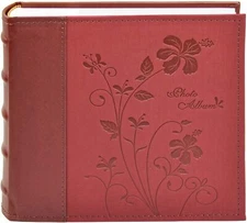 Photo Album Holds 200 4x6 Pictures 2 Per Page Faux Leather Marron