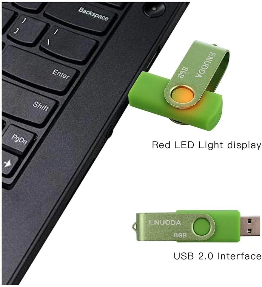 Lot De 5 Clé USB 8 Go Stockage Flash Drive USB 2.0 Rotation Disque Mémoire - Photo 3/4