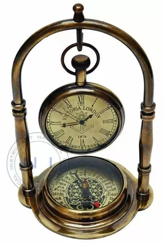 Nautical Glorious Vintage Brass Desk Table Antique Brass Clock Gift Women's