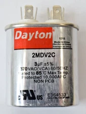 2pcs Dayton 2MDV2C Oval Motor Run Capacitor 3uF 370v AC