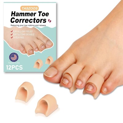 TASZOOS Hammer Toe Straightener Corrector - 12pcsToe Corrector Gel Toe Splint...