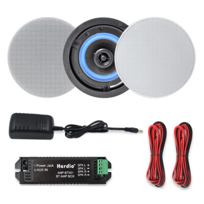 Herdio 2 Way Flush Mount Bluetooth Kitchen Ceiling Speakers for Bedroom 160W