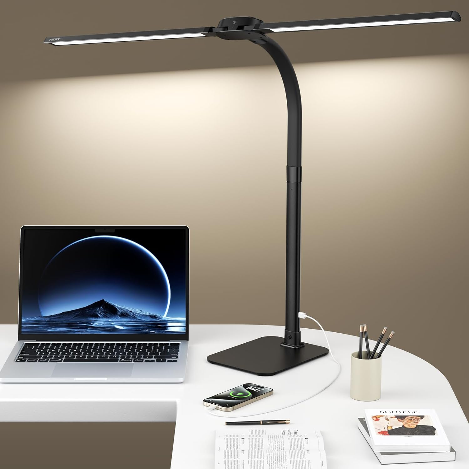 24W Architect Desk Lamp with USB Port Remote Control & Adjustable Base for Home Office-image