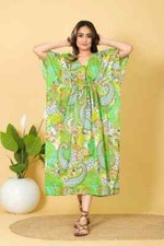 1PC Indian Vintage 100% Cotton Long Beach Maxi Kaftan Dress Caftan Kimono