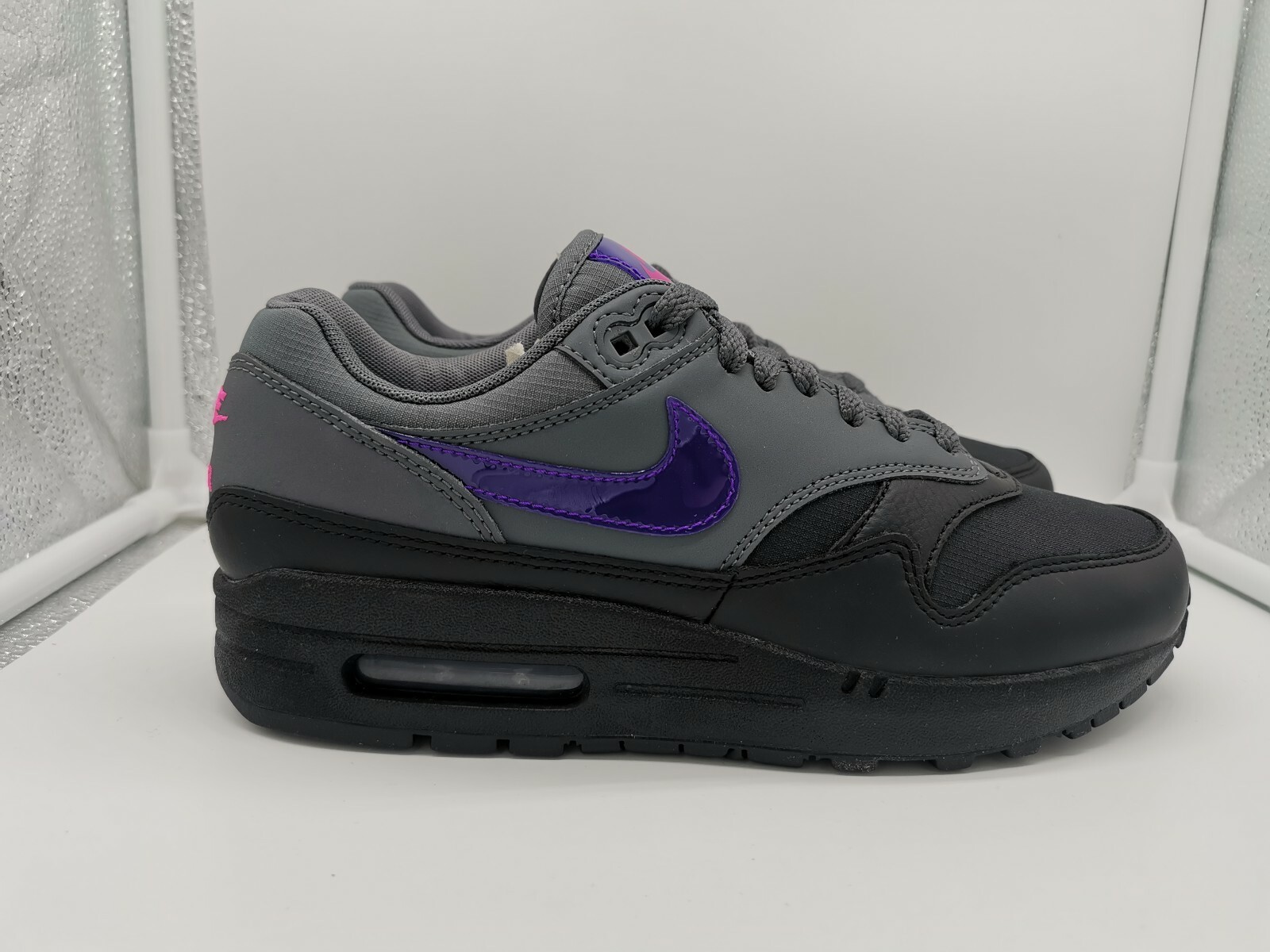 nike air max 1 dark grey fierce purple black