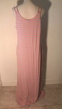 Saint Tropez West Womens Dress Size Large Striped V Neckline Summer Maxi