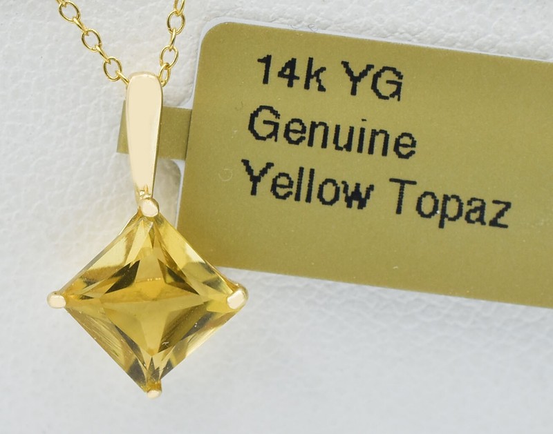 GENUINE 1.18 Cts YELLOW TOPAZ  PENDANT 14k YELLOW GOLD - Free Appraisal