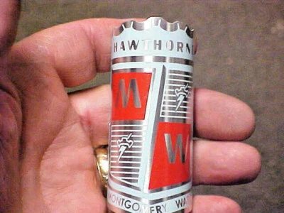 Hawthorne Montgomery Wards Bicycle Badge Emblem Mid 1950s - 1960s Screen Printed - Image 1 of 4