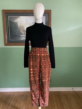 VTG 50s Plaid Corduroy Trousers Cropped Wide Leg High Waisted Pants Handmade