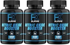 FXSUPPS Nitric Oxide Booster 240ct (3-Pk) Made in USA, L-Arginine, Beta-Alanine