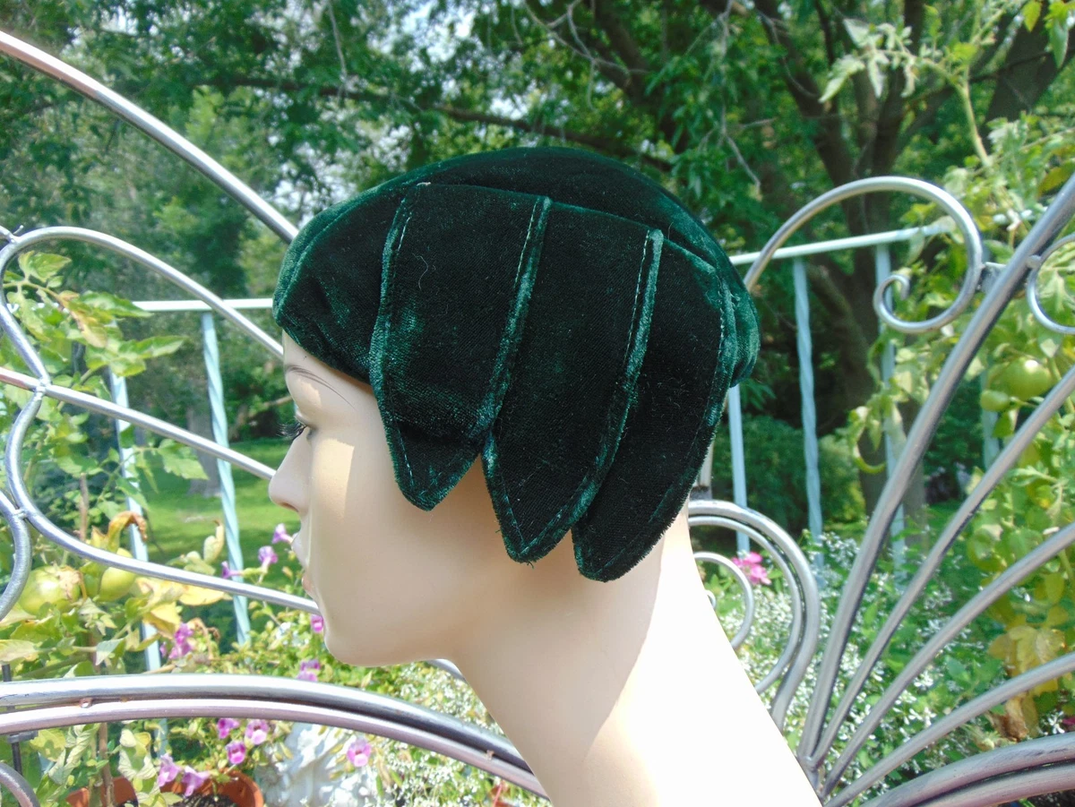 Vintage beanie, raw silk, veiled velvet bow skull, cap, New York Designer Vintage Women main image 3