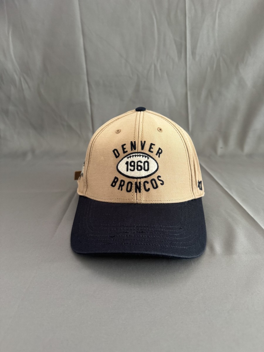 '47 Brand Denver Broncos Baseball Cap Strapback Hat Tan Navy Blue One Size NFL