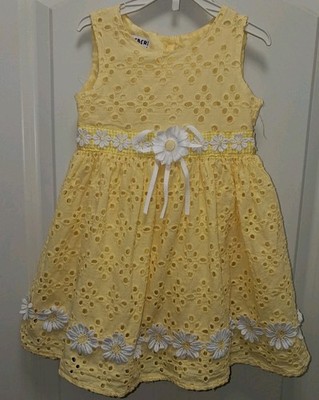 Blueberi Boulevard Girls Yellow Floral Sundress Strappy Square Neck Bow Sz 6
