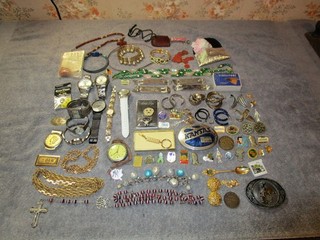 Vtg Junk Drawer Lot Belt Buckles Tax tokens Bracelets Knife a whole lot more