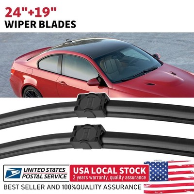 2Pcs New Premium Front Windshield Wiper Blades 24''& 19'' For BMW M3 2008-2009