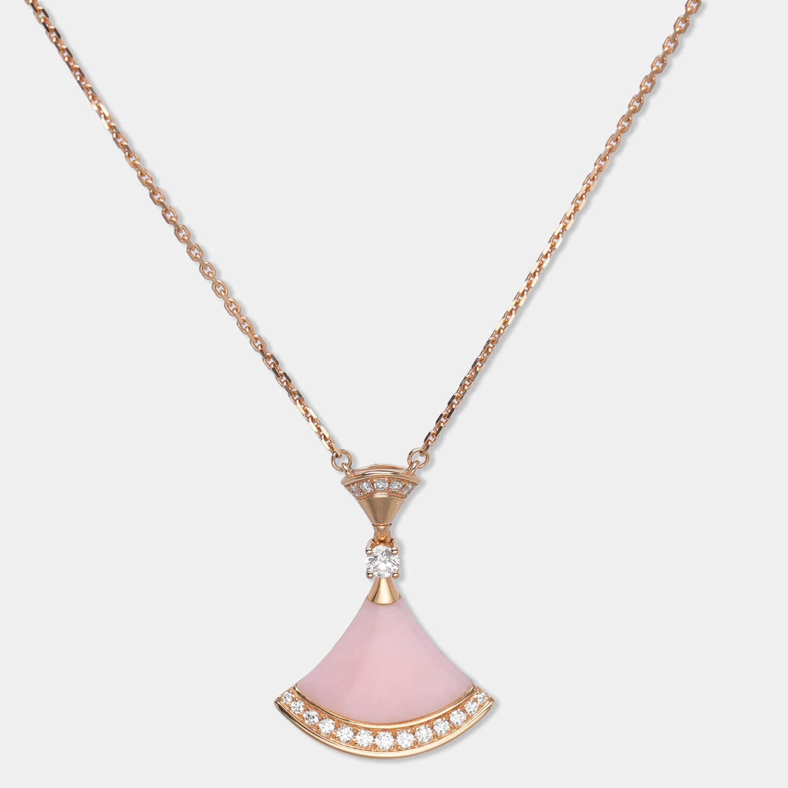 Bvlgari Divas Dream Diamond Pink Opal 18k Rose Gold Pendant Necklace
