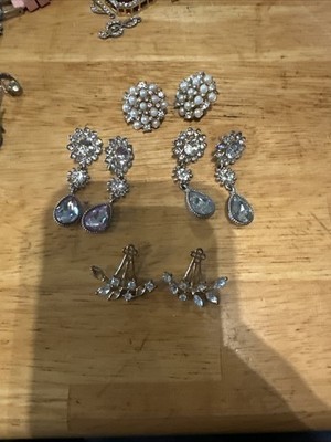 Costume Post Earrings Set Of Three Pairs And One Set Of Ear Jackets