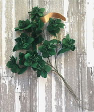 Antique Vintage Millinery Spray of 12 Flowers Emerald Green Color
