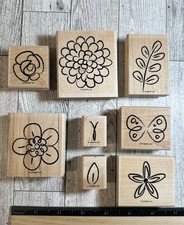 Stampin  Up Flower Fest 8 Piece Rubber Stamp Set EUC