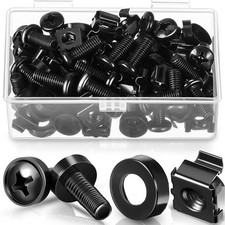 50 Pack M6 x 16 mm Rack Mount Screws and Cage Nuts Stainless-Steel Rack Screw...