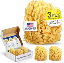 Baby Buddy Baby Bath Sponge 4 Inch Yellow Sea Natural Absorbent Soft