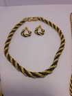3 Gold Toned Black Twist Necklaces & Matching Clip-On Earrings 1 Marked Goldette — photo 3