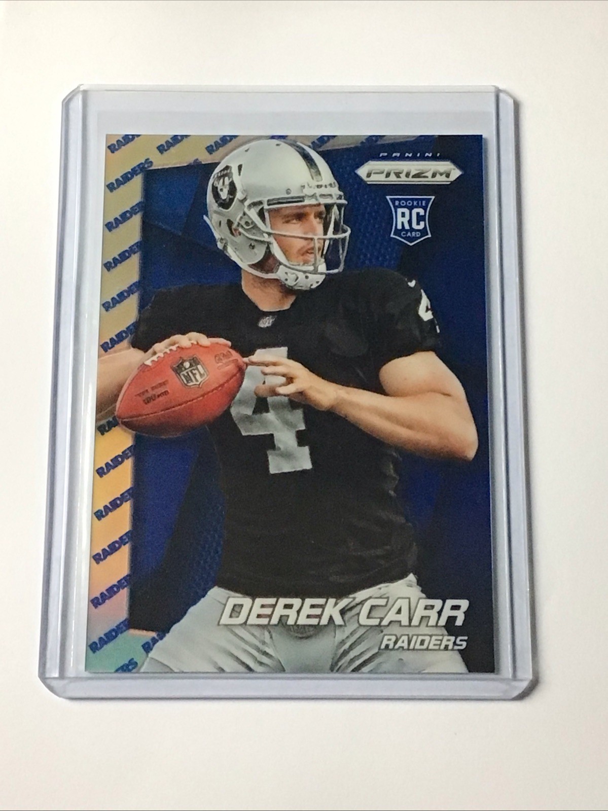 2014  Derek Carr  Prizm -Blue Refractor- Team Logo SSP RC #17/50