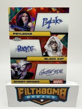 Topps chrome marvel sapphire Triple Autos /5 Psylocke Black Cat Ghost Spiderman