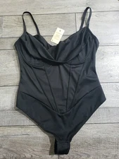 Popilush Corset Bodysuit Women Tummy Control Shapewear Cowl Neck Tops Thong XL