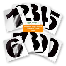 iSYFIX Black Vinyl Numbers Stickers,4 Inch Self Adhesive (2 4 Inch,