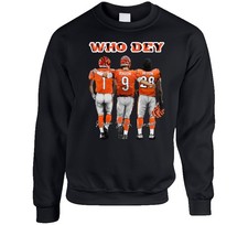 Who Dey Cincinnati Football Burrow Chase Mixon Crewneck Sweatshirt