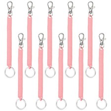 Retractable Coil Springs Keychain, 10 Pcs Spiral Cord Coil Keychain, Pink