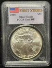 PCGS Gem BU 2005 American Silver Eagle One Dollar S$1 Coin