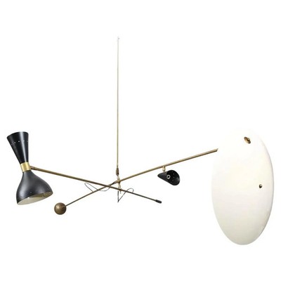 Large Architectural Cantilever Stilnovo Style Balanced Chandelier