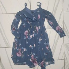 Torrid Plus Size Blue Floral Cold Shoulder Chiffon Dress Cottagecore Romantic