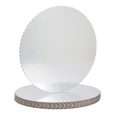 Tableros de pastel redondos festoneados Juvale - Tablero base resistente para 11,5 pulgadas, plateado