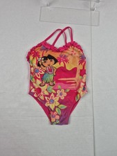 Y2K Dora The Explorer Bathing Suit 2T Tiki Swim Swimming Aloah Pink Nickelodeon