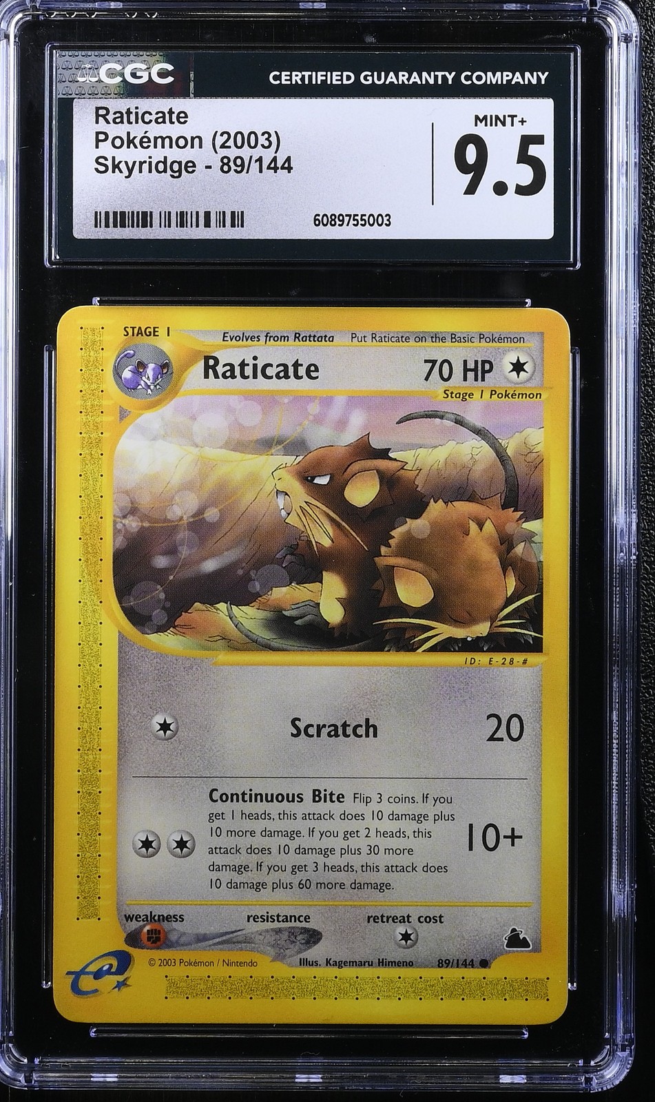 2003 CGC 9.5 Graded Pokemon Raticate 89/144 Skyridge