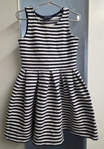 Polo Ralph Lauren Girls Black/ White Stripe T Shirt Dress Sz S/ 7 Excellent! 
