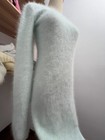 Angora Blended Jumper Fuzzy Soft Single Side Slit Sweater