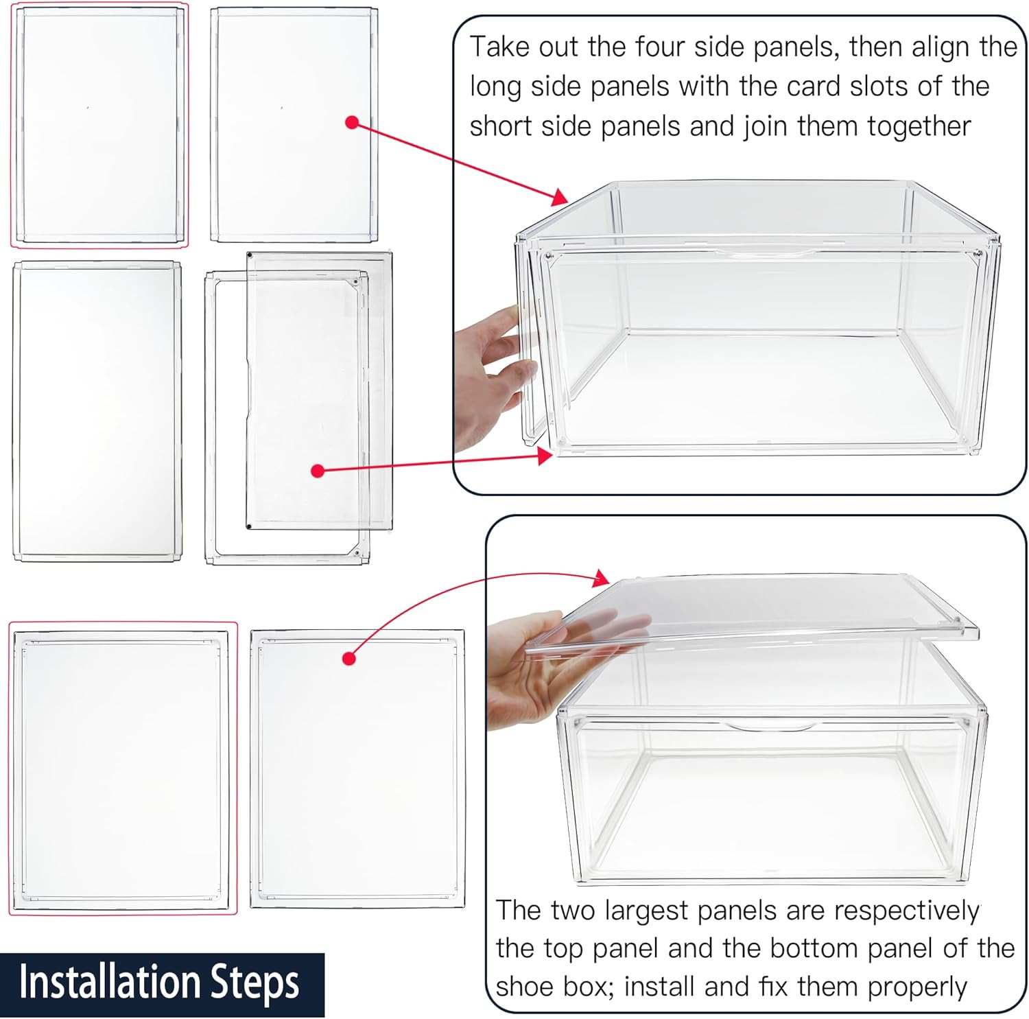 Shoe Boxes Stackable Acrylic Display Case Clear Plastic Shoe Organizer with Magn